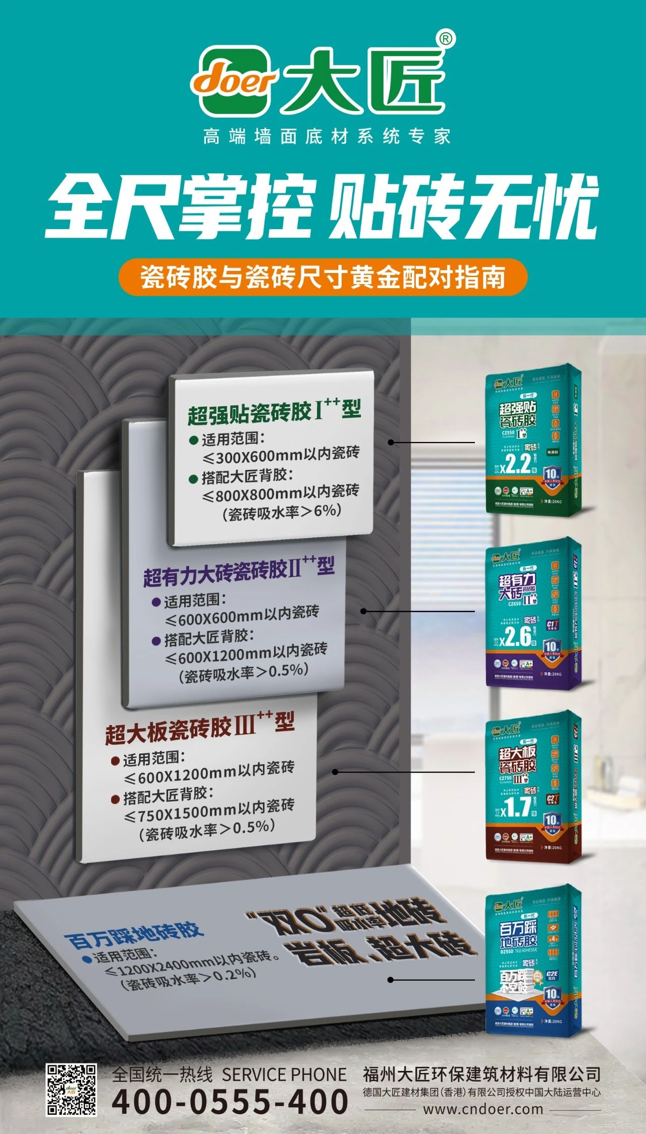 【全尺掌控 · 貼磚無憂】大匠瓷磚膠與瓷磚尺寸黃金配對指南